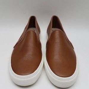 Women's Double Decker Leather Slip On Sneaker 7.5 cognac